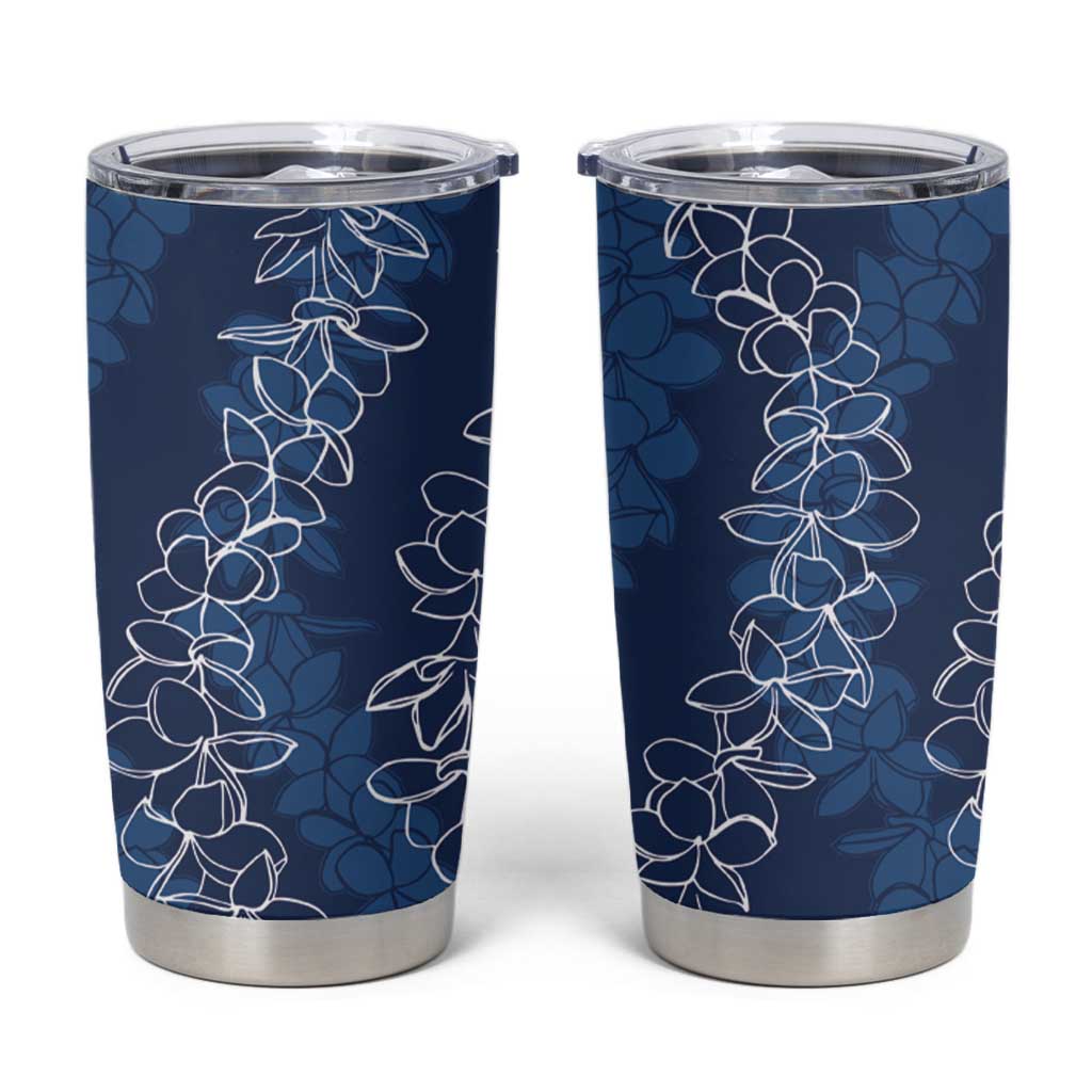 Hawaii Plumeria Lei Tumbler Cup Aloha Festive Vibe - Navy Blue LT7 Navy Blue - Polynesian Pride