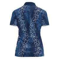 Hawaii Plumeria Lei Women Polo Shirt Aloha Festive Vibe - Navy Blue LT7 - Polynesian Pride