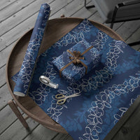 Hawaii Plumeria Lei Wrapping Paper Aloha Festive Vibe - Navy Blue LT7 - Polynesian Pride