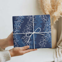 Hawaii Plumeria Lei Wrapping Paper Aloha Festive Vibe - Navy Blue LT7 - Polynesian Pride