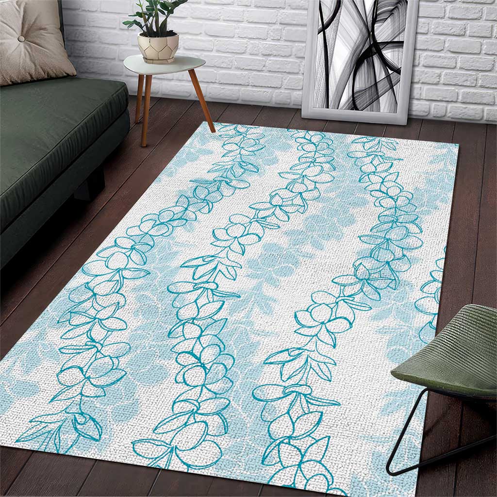 Hawaii Plumeria Lei Area Rug Aloha Festive Vibe - Turquoise