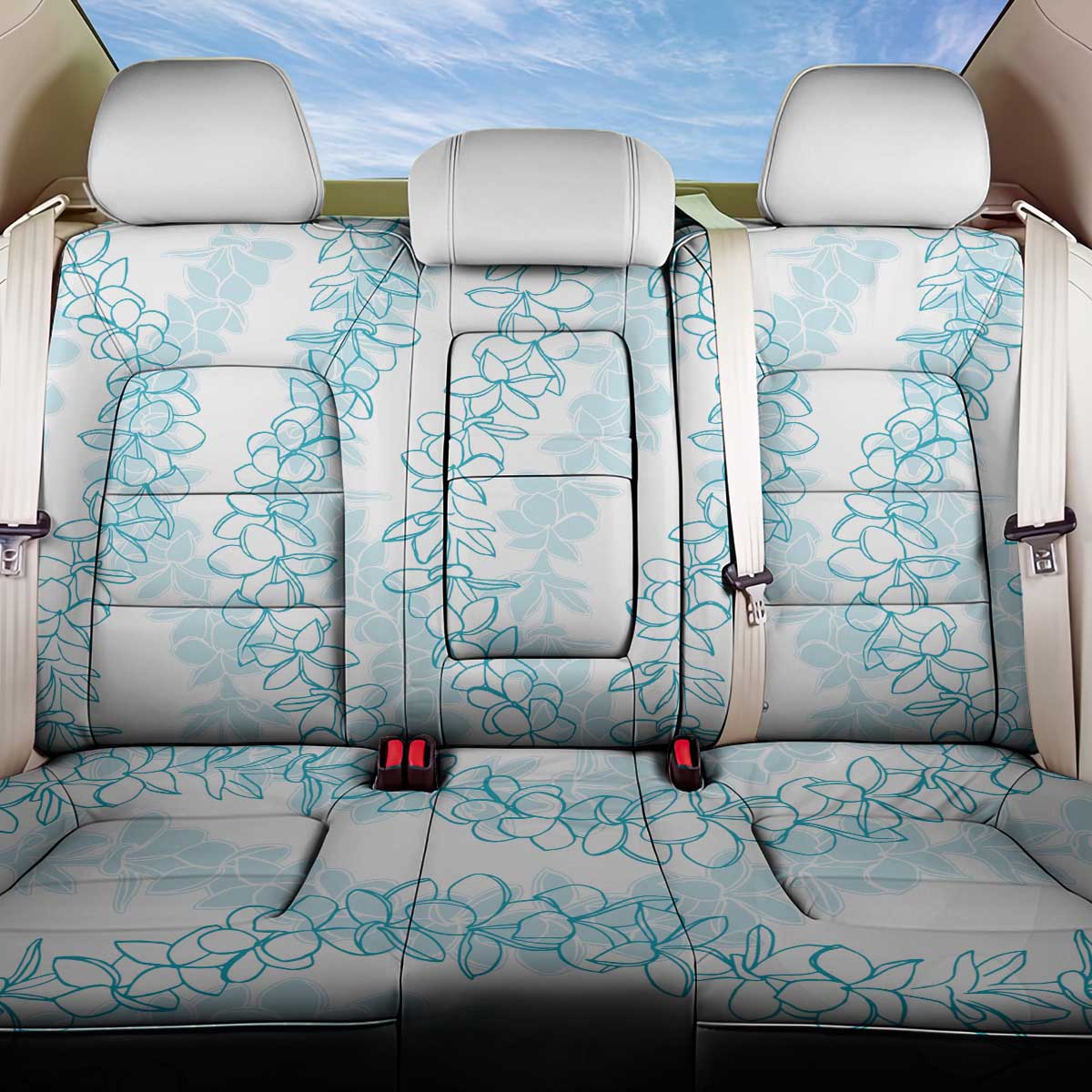 Hawaii Plumeria Lei Back Car Seat Cover Aloha Festive Vibe - Turquoise LT7 One Size Turquoise - Polynesian Pride