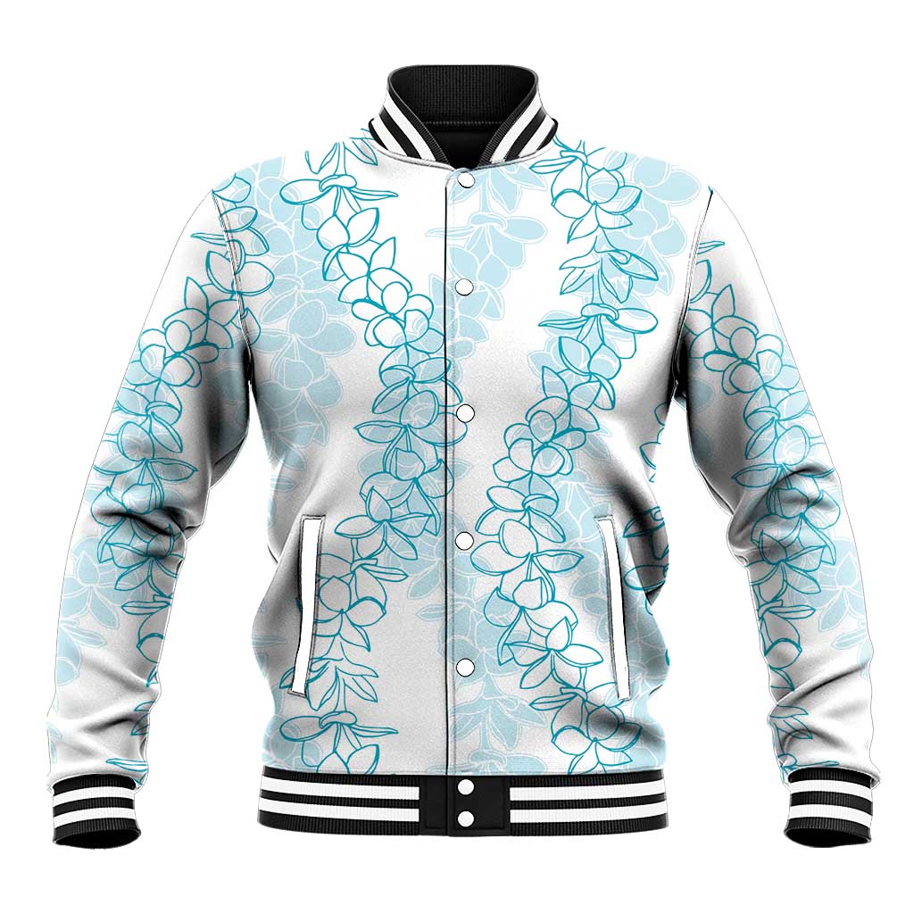 Hawaii Plumeria Lei Baseball Jacket Aloha Festive Vibe - Turquoise LT7 Unisex Turquoise - Polynesian Pride