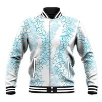 Hawaii Plumeria Lei Baseball Jacket Aloha Festive Vibe - Turquoise LT7 Unisex Turquoise - Polynesian Pride