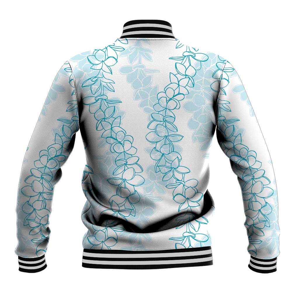 Hawaii Plumeria Lei Baseball Jacket Aloha Festive Vibe - Turquoise LT7 - Polynesian Pride