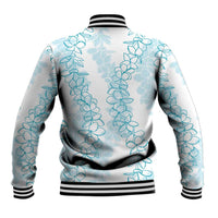 Hawaii Plumeria Lei Baseball Jacket Aloha Festive Vibe - Turquoise LT7 - Polynesian Pride