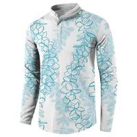 Hawaii Plumeria Lei Button Sweatshirt Aloha Festive Vibe - Turquoise LT7 - Polynesian Pride