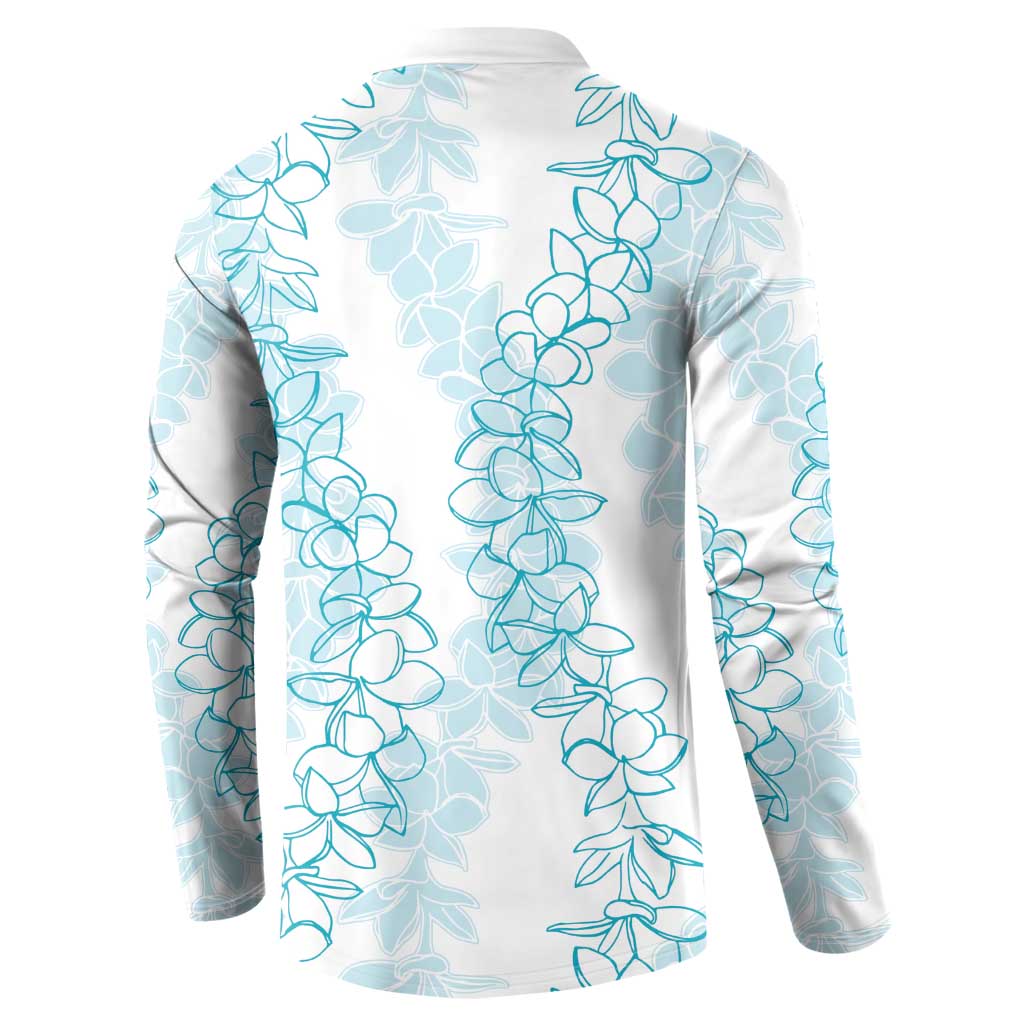 Hawaii Plumeria Lei Button Sweatshirt Aloha Festive Vibe - Turquoise LT7 - Polynesian Pride