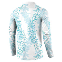 Hawaii Plumeria Lei Button Sweatshirt Aloha Festive Vibe - Turquoise LT7 - Polynesian Pride