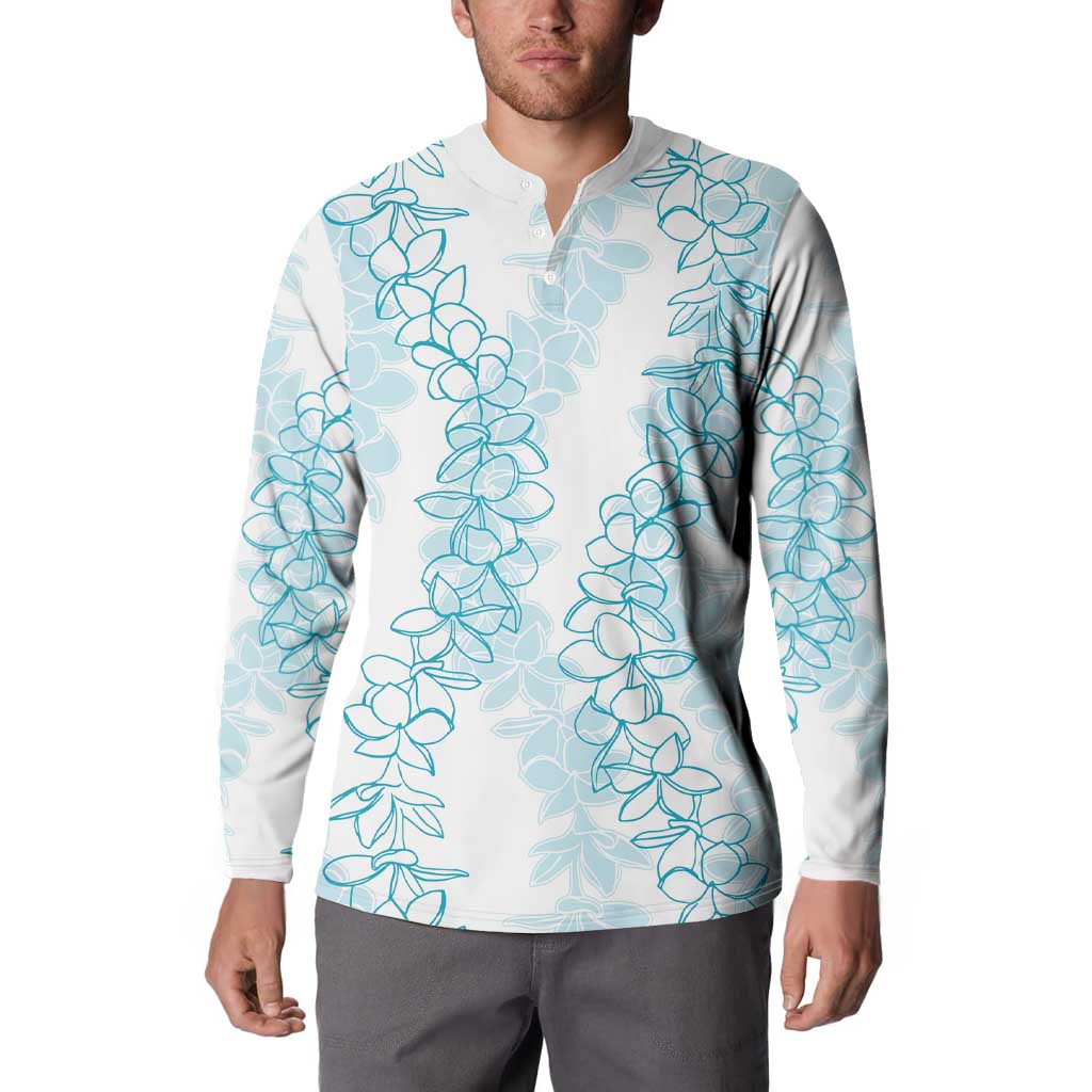 Hawaii Plumeria Lei Button Sweatshirt Aloha Festive Vibe - Turquoise LT7 - Polynesian Pride