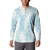 Hawaii Plumeria Lei Button Sweatshirt Aloha Festive Vibe - Turquoise LT7 - Polynesian Pride