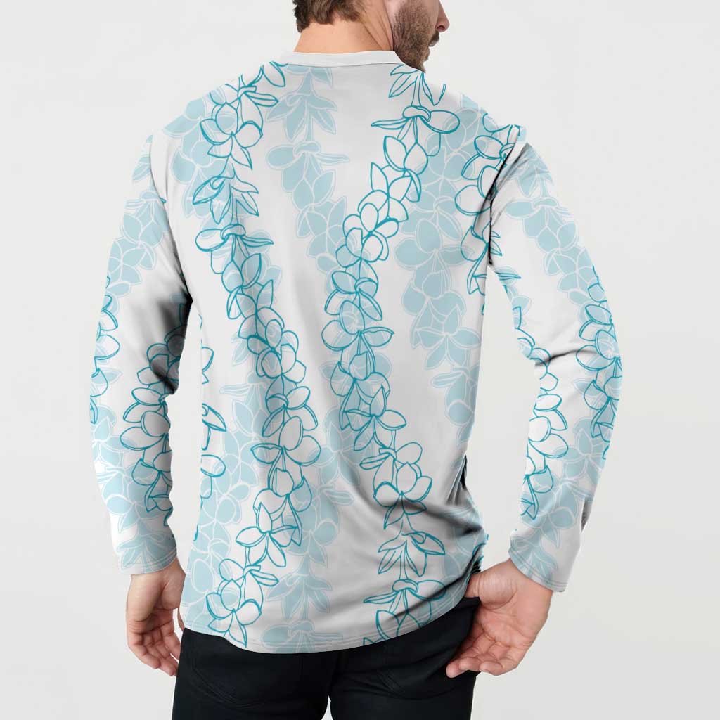 Hawaii Plumeria Lei Button Sweatshirt Aloha Festive Vibe - Turquoise LT7 - Polynesian Pride