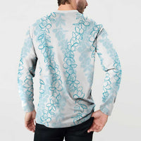 Hawaii Plumeria Lei Button Sweatshirt Aloha Festive Vibe - Turquoise LT7 - Polynesian Pride