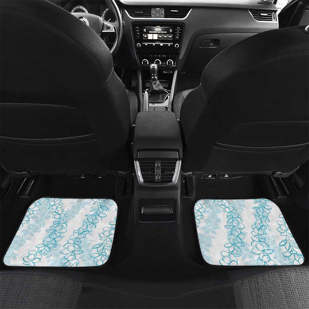 Hawaii Plumeria Lei Car Mats Aloha Festive Vibe - Turquoise LT7 Set 2pcs - Back Turquoise - Polynesian Pride