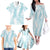 Hawaii Plumeria Lei Family Matching Off The Shoulder Long Sleeve Dress and Hawaiian Shirt Aloha Festive Vibe - Turquoise