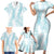 Hawaii Plumeria Lei Family Matching Short Sleeve Bodycon Dress and Hawaiian Shirt Aloha Festive Vibe - Turquoise