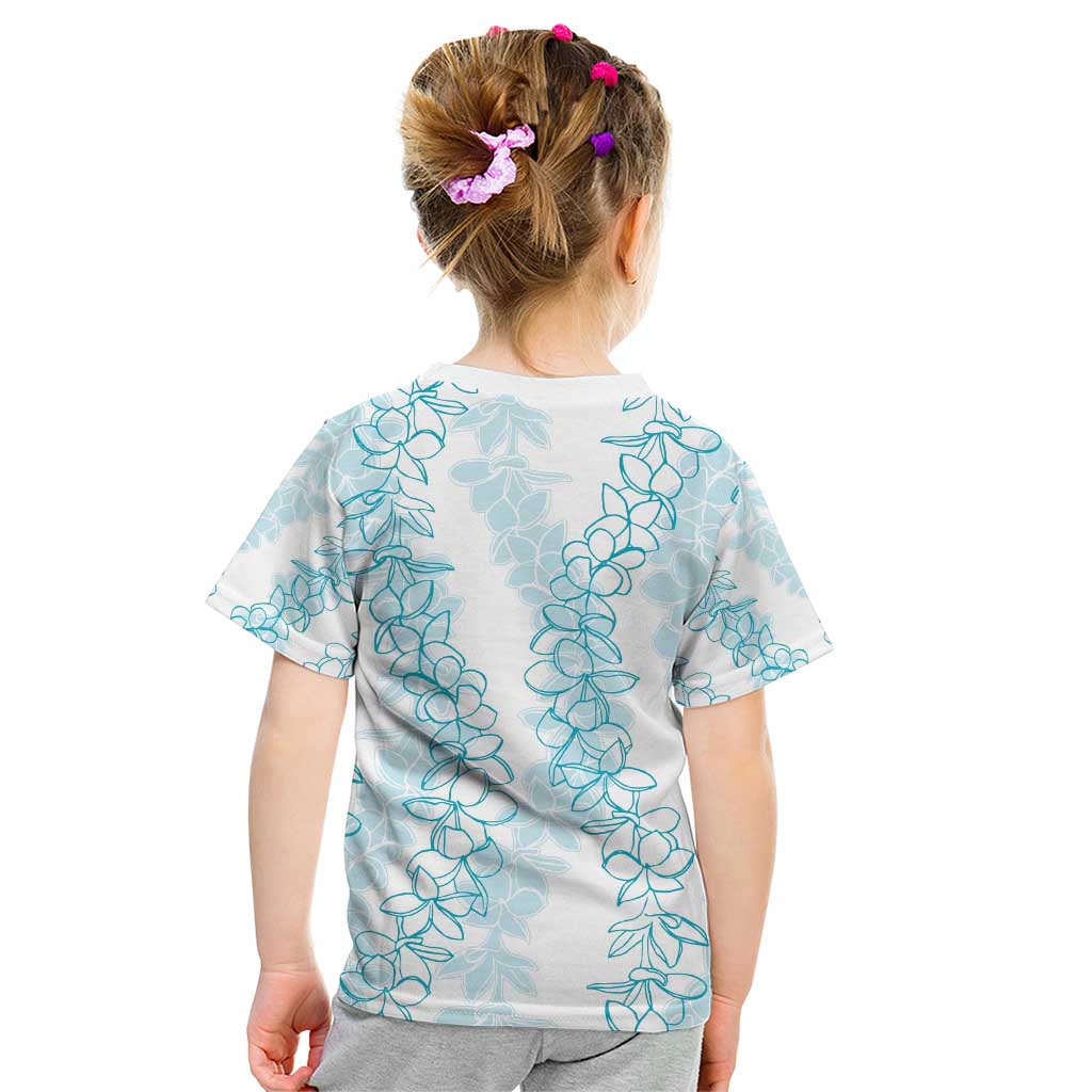 Hawaii Plumeria Lei Kid T Shirt Aloha Festive Vibe - Turquoise LT7 - Polynesian Pride