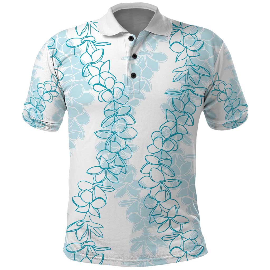 Hawaii Plumeria Lei Polo Shirt Aloha Festive Vibe - Turquoise LT7 Turquoise - Polynesian Pride