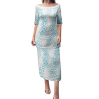 Hawaii Plumeria Lei Puletasi Aloha Festive Vibe - Turquoise LT7 Long Dress Turquoise - Polynesian Pride