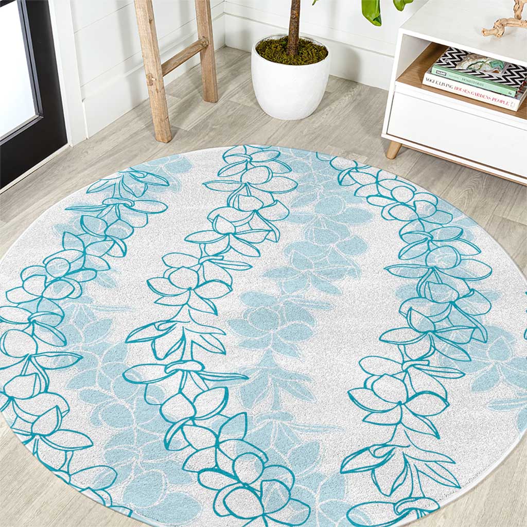 Hawaii Plumeria Lei Round Carpet Aloha Festive Vibe - Turquoise LT7 Turquoise - Polynesian Pride
