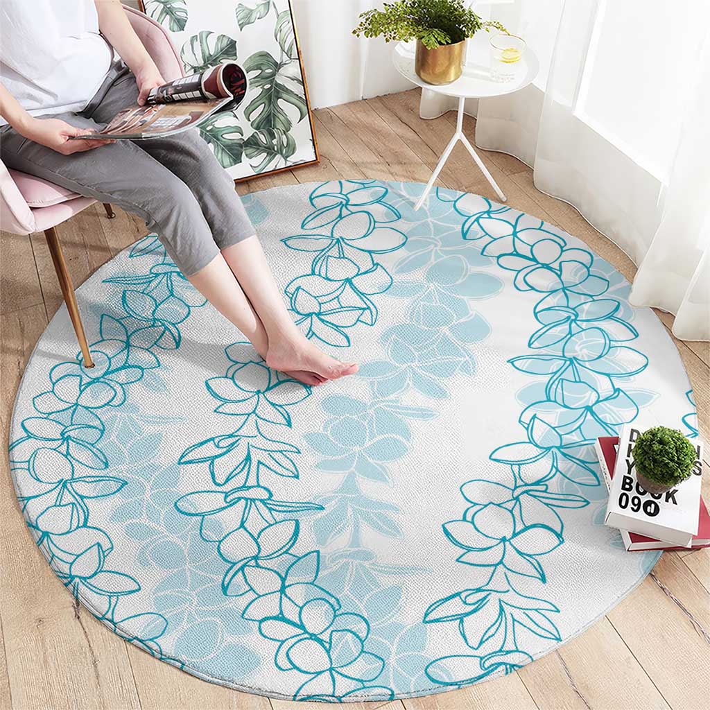 Hawaii Plumeria Lei Round Carpet Aloha Festive Vibe - Turquoise LT7 - Polynesian Pride