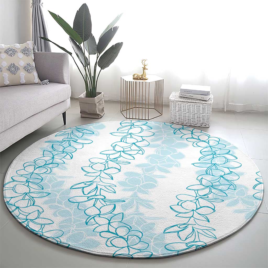 Hawaii Plumeria Lei Round Carpet Aloha Festive Vibe - Turquoise LT7 - Polynesian Pride