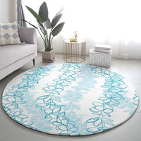 Hawaii Plumeria Lei Round Carpet Aloha Festive Vibe - Turquoise LT7 - Polynesian Pride