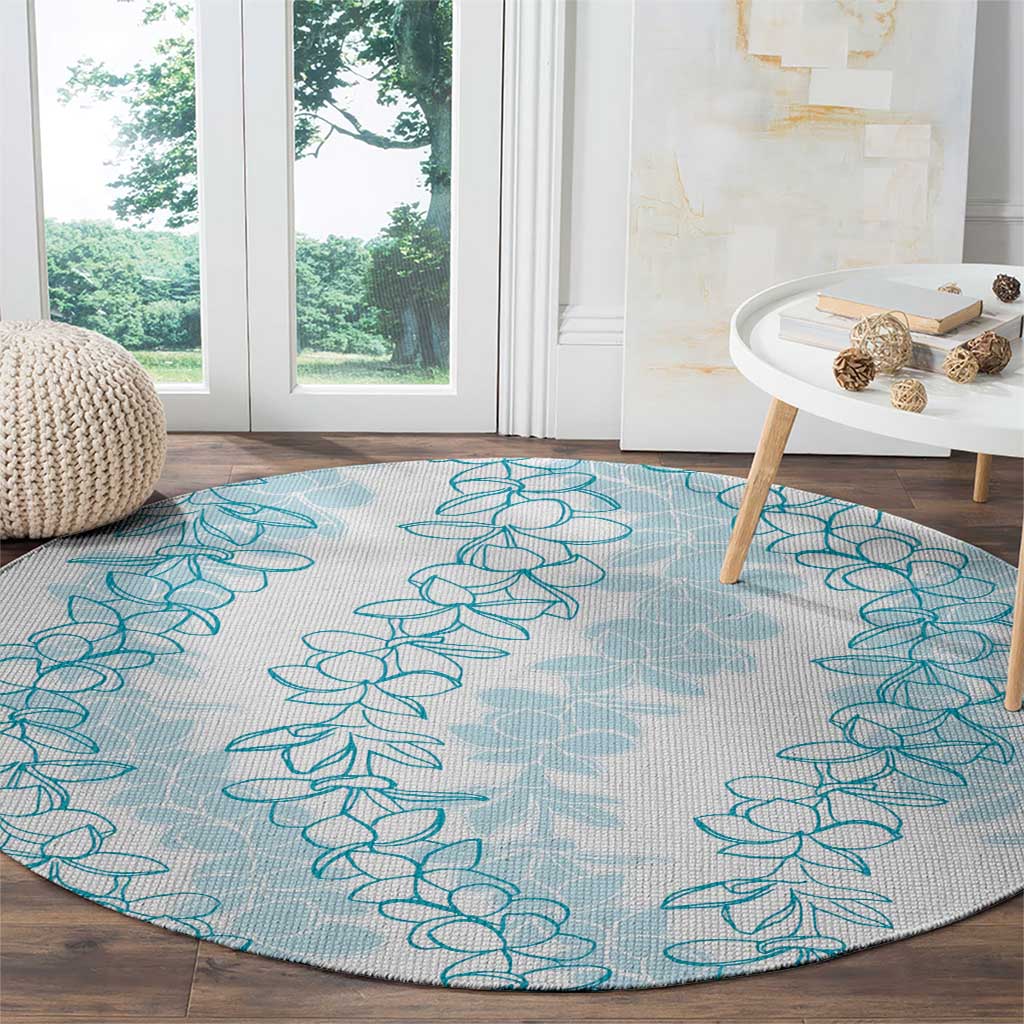 Hawaii Plumeria Lei Round Carpet Aloha Festive Vibe - Turquoise LT7 - Polynesian Pride