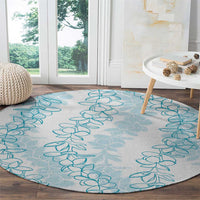 Hawaii Plumeria Lei Round Carpet Aloha Festive Vibe - Turquoise LT7 - Polynesian Pride