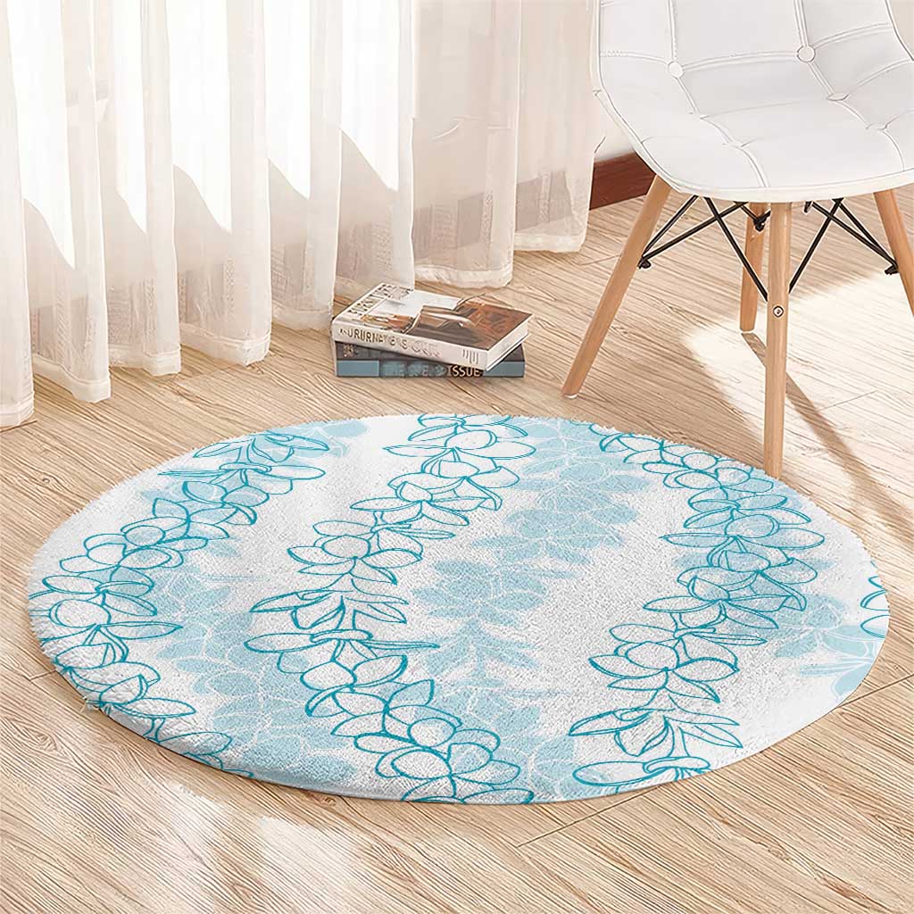 Hawaii Plumeria Lei Round Carpet Aloha Festive Vibe - Turquoise LT7 - Polynesian Pride