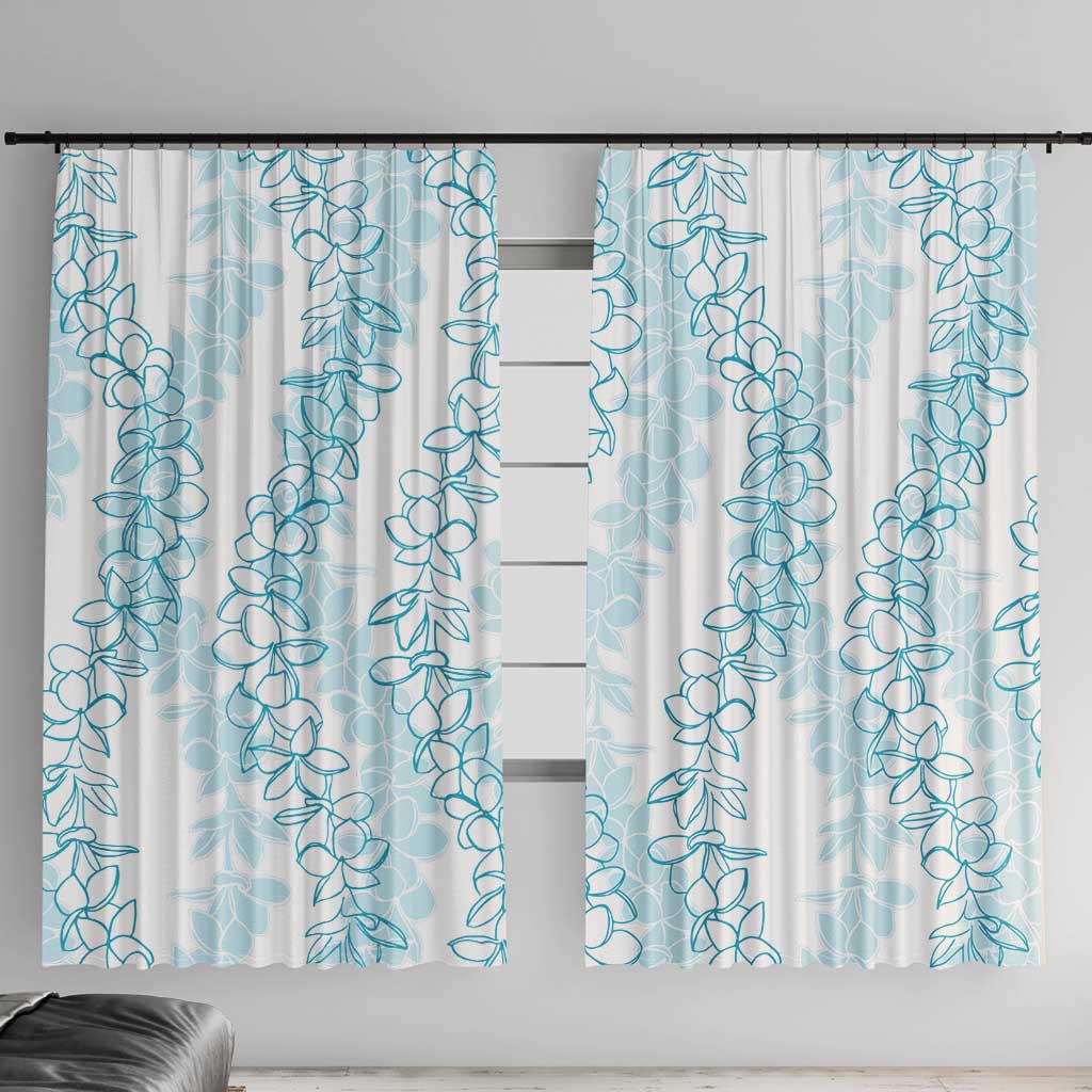 Hawaii Plumeria Lei Window Curtain Aloha Festive Vibe - Turquoise LT7 With Hooks Turquoise - Polynesian Pride