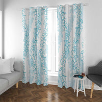Hawaii Plumeria Lei Window Curtain Aloha Festive Vibe - Turquoise LT7 With Grommets Turquoise - Polynesian Pride