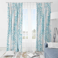 Hawaii Plumeria Lei Window Curtain Aloha Festive Vibe - Turquoise LT7 - Polynesian Pride
