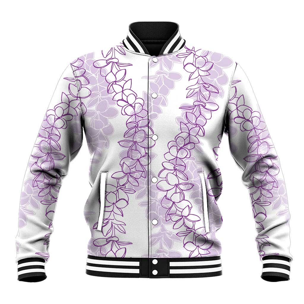 Hawaii Plumeria Lei Baseball Jacket Aloha Festive Vibe - Amethyst LT7 Unisex Amethyst - Polynesian Pride