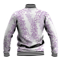 Hawaii Plumeria Lei Baseball Jacket Aloha Festive Vibe - Amethyst LT7 - Polynesian Pride