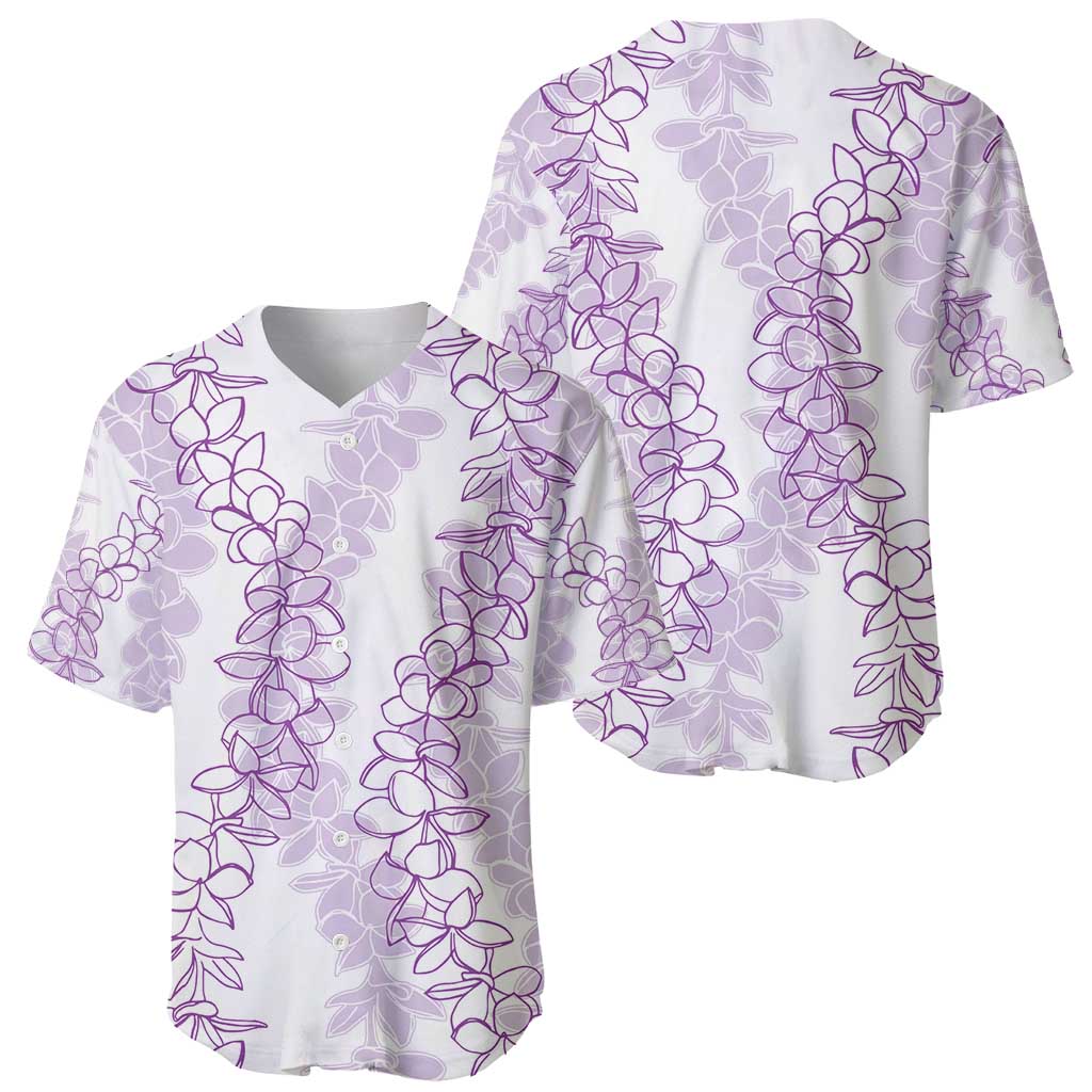 Hawaii Plumeria Lei Baseball Jersey Aloha Festive Vibe - Amethyst LT7 - Polynesian Pride