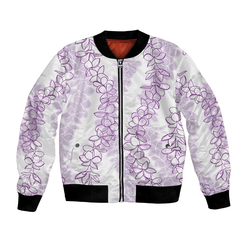 Hawaii Plumeria Lei Bomber Jacket Aloha Festive Vibe - Amethyst LT7 Unisex Amethyst - Polynesian Pride