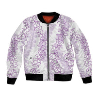 Hawaii Plumeria Lei Bomber Jacket Aloha Festive Vibe - Amethyst LT7 Unisex Amethyst - Polynesian Pride