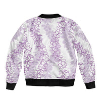 Hawaii Plumeria Lei Bomber Jacket Aloha Festive Vibe - Amethyst LT7 - Polynesian Pride