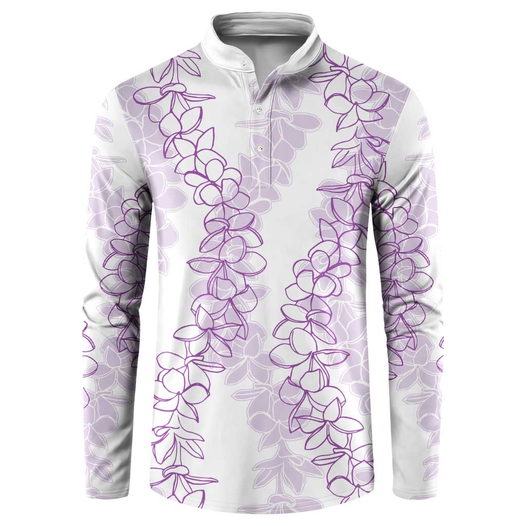 Hawaii Plumeria Lei Button Sweatshirt Aloha Festive Vibe - Amethyst LT7 Amethyst - Polynesian Pride