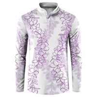 Hawaii Plumeria Lei Button Sweatshirt Aloha Festive Vibe - Amethyst LT7 Amethyst - Polynesian Pride