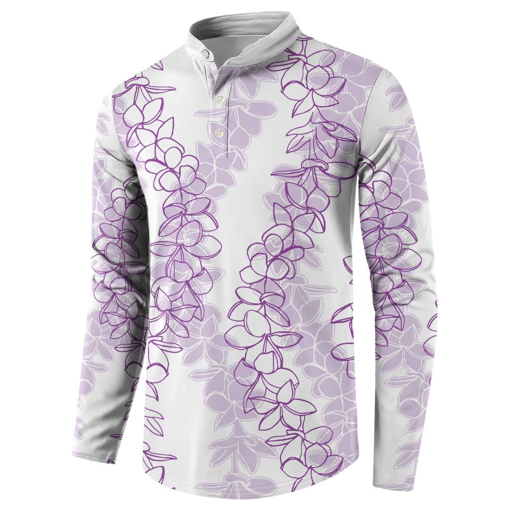 Hawaii Plumeria Lei Button Sweatshirt Aloha Festive Vibe - Amethyst LT7 - Polynesian Pride