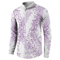 Hawaii Plumeria Lei Button Sweatshirt Aloha Festive Vibe - Amethyst LT7 - Polynesian Pride