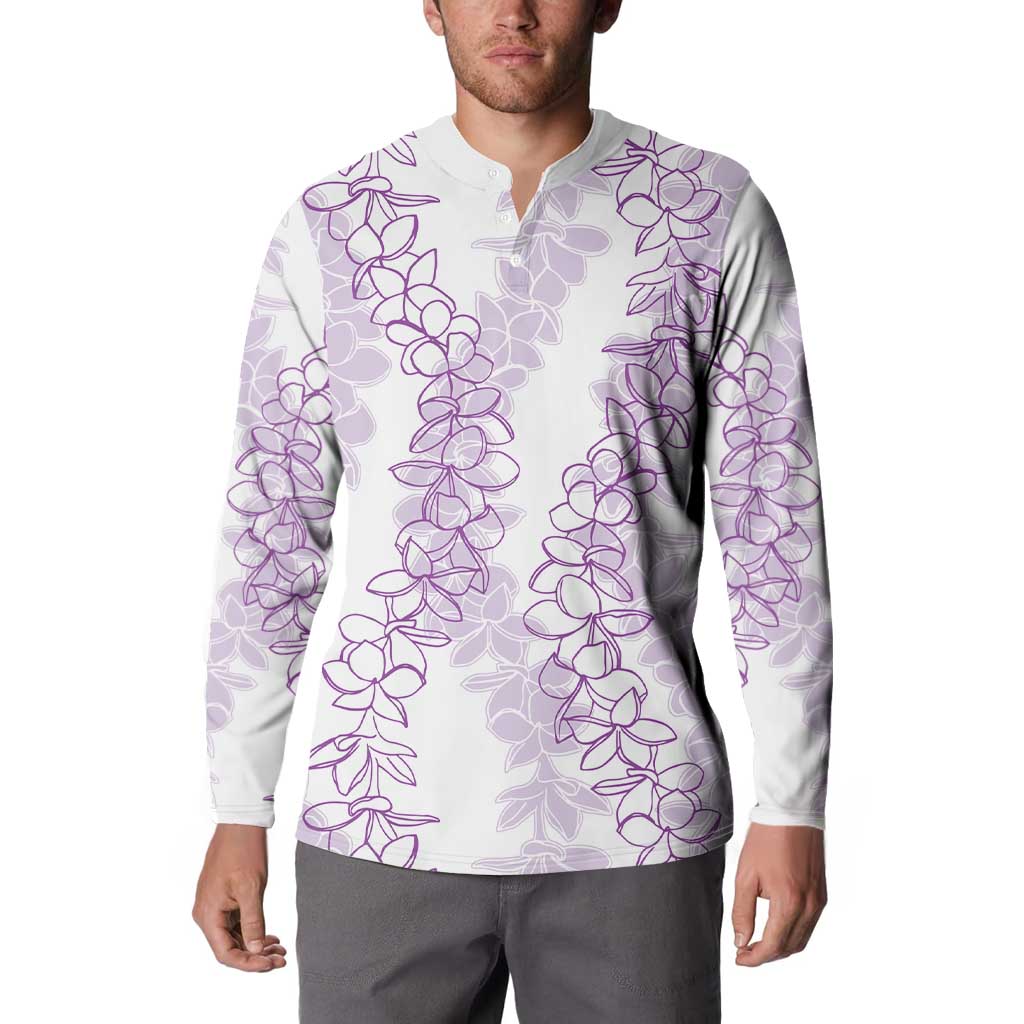 Hawaii Plumeria Lei Button Sweatshirt Aloha Festive Vibe - Amethyst LT7 - Polynesian Pride