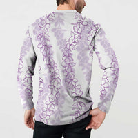 Hawaii Plumeria Lei Button Sweatshirt Aloha Festive Vibe - Amethyst LT7 - Polynesian Pride