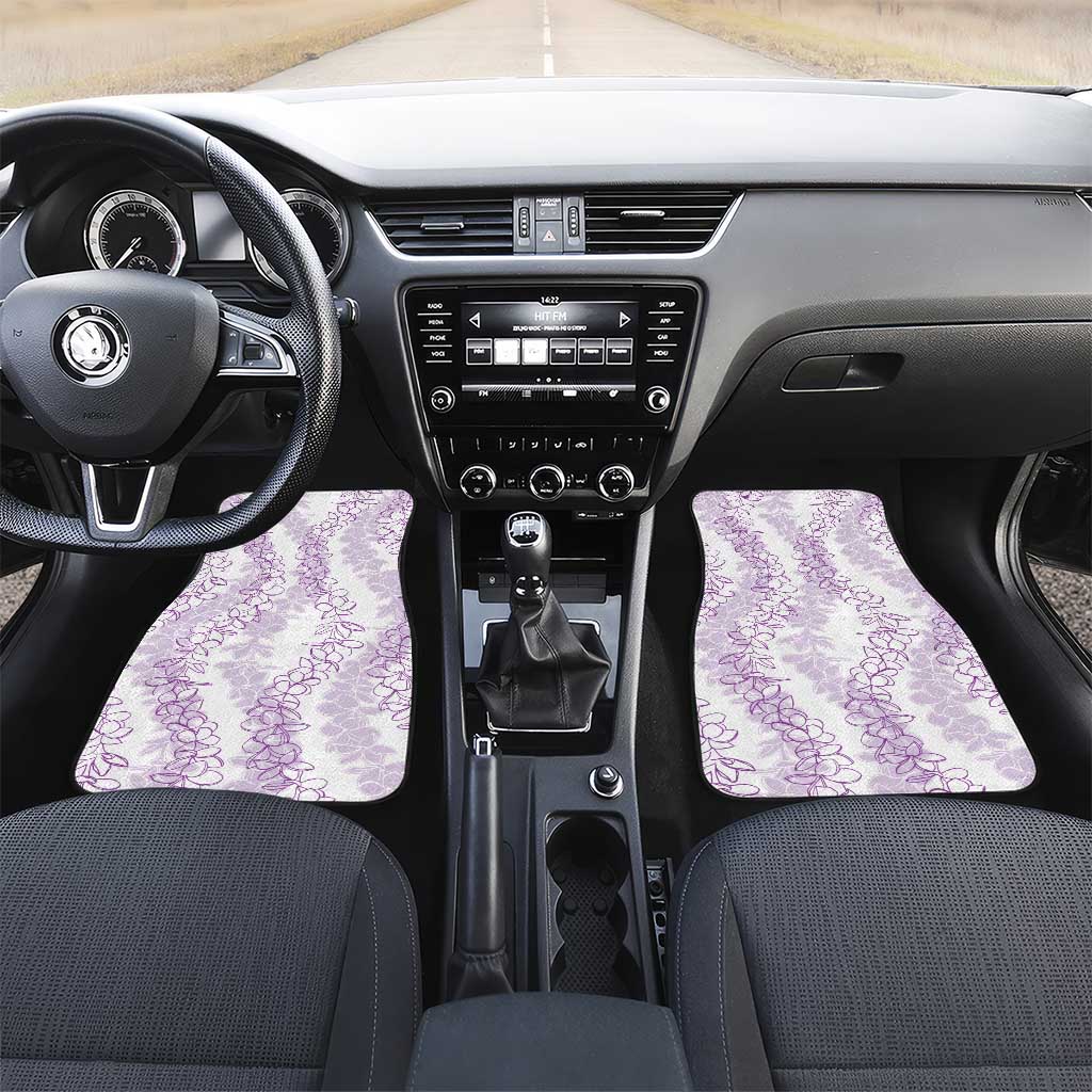 Hawaii Plumeria Lei Car Mats Aloha Festive Vibe - Amethyst LT7 Set 2pcs - Front Amethyst - Polynesian Pride