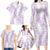 Hawaii Plumeria Lei Family Matching Long Sleeve Bodycon Dress and Hawaiian Shirt Aloha Festive Vibe - Amethyst