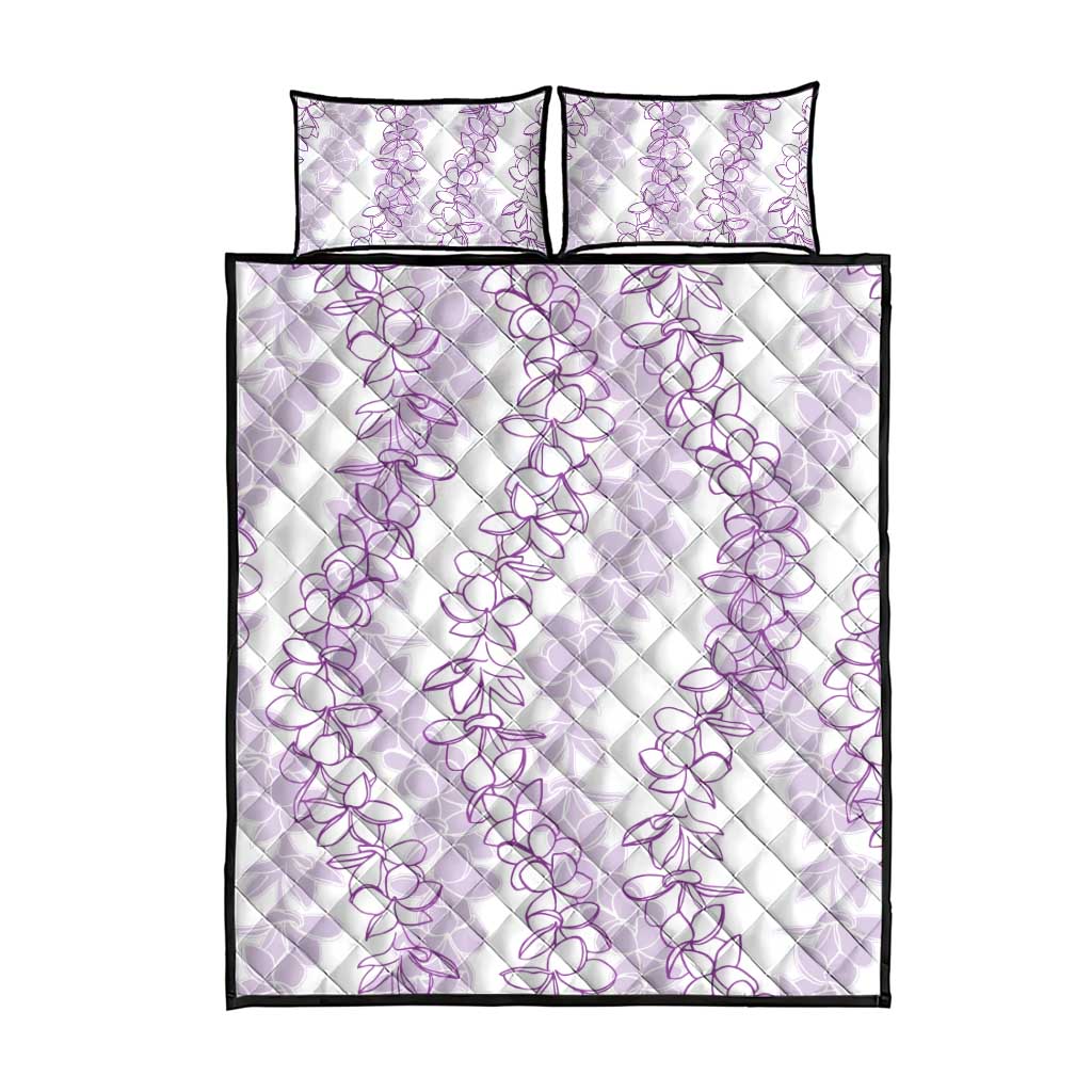 Hawaii Plumeria Lei Quilt Bed Set Aloha Festive Vibe - Amethyst LT7 - Polynesian Pride