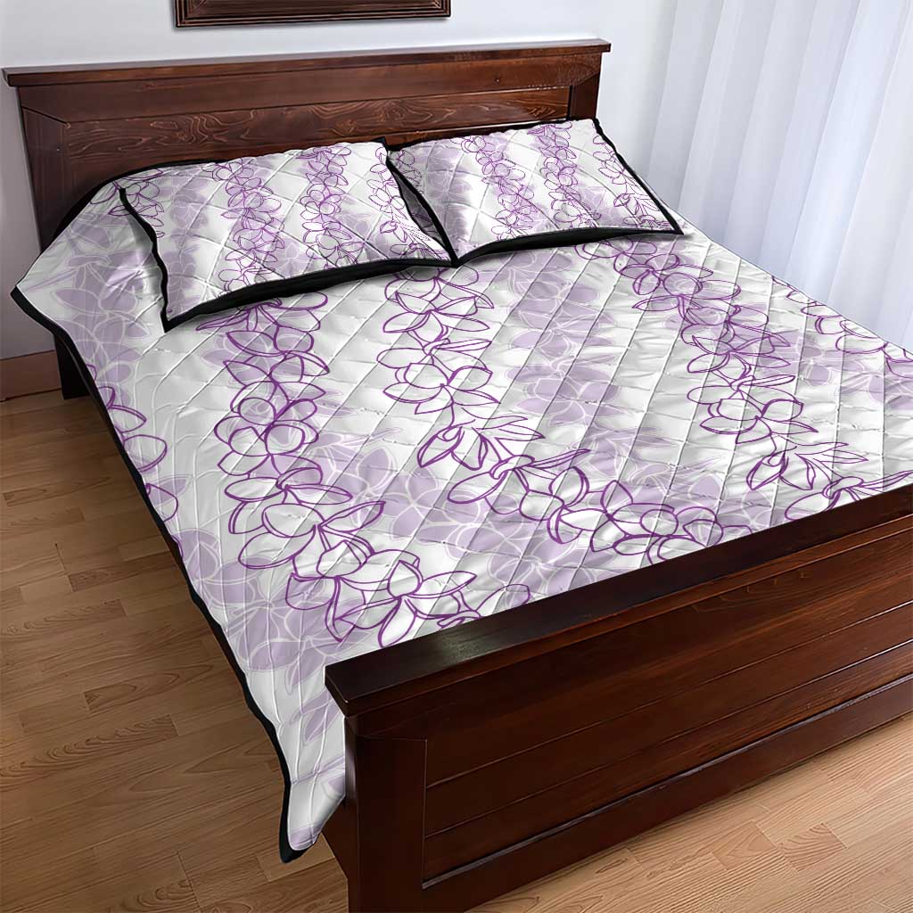Hawaii Plumeria Lei Quilt Bed Set Aloha Festive Vibe - Amethyst LT7 - Polynesian Pride