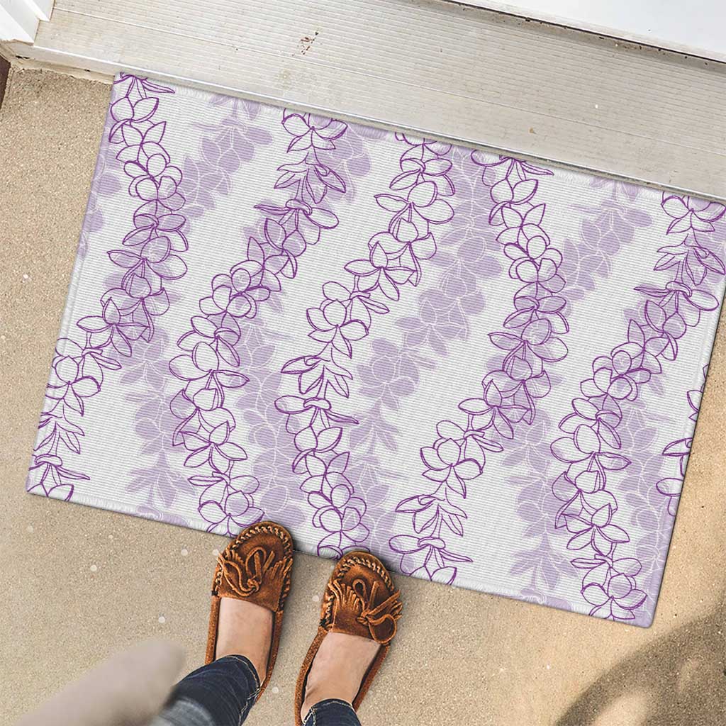Hawaii Plumeria Lei Rubber Doormat Aloha Festive Vibe - Amethyst LT7 - Polynesian Pride